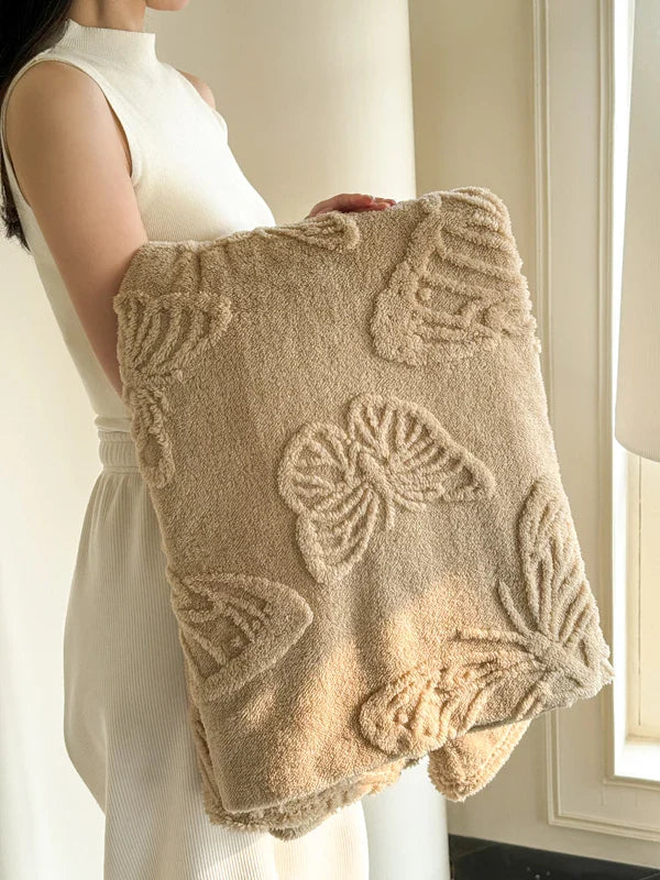 Skanto | Fleurière Fleece Teppes | 3D Sommerfugl Design | Myk & Varmer | For Seng, Sofa & Camping