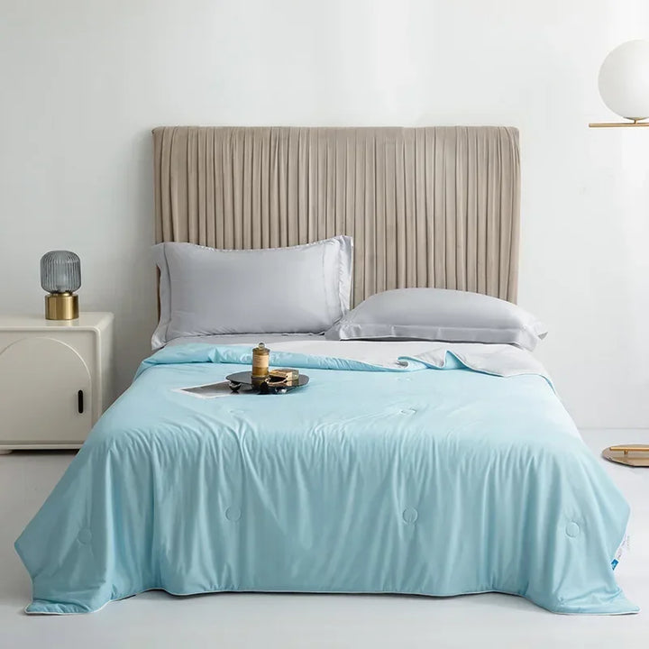 Air Condition Sommer Komforter — Ren Farge Is Silke Kjøleteppe, Lett & Glatt Twin/King Størrelse Quilt | Skanto