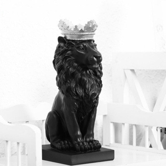 Skanto Tierfigurer Harz Krone Løve Statue håndlaget Kunstverk Gave Hjem Kontor Dekor Ornament Stue Skrivebord Hjem Dekor
