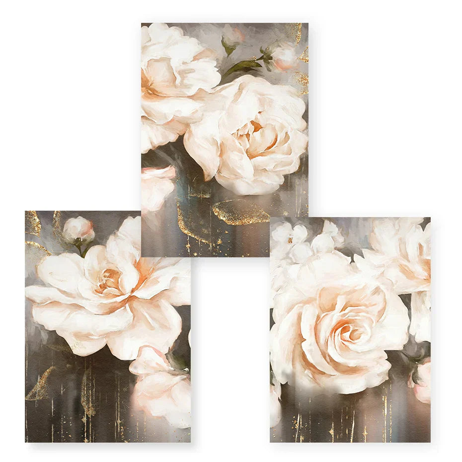 Rosa Beige Petaler Stor Floral Veggkunst Fine Art Lerretutskrifter Elegant Abstrakt Botanisk Bilde For Stue Soverom Kunst Dekor | Skanto