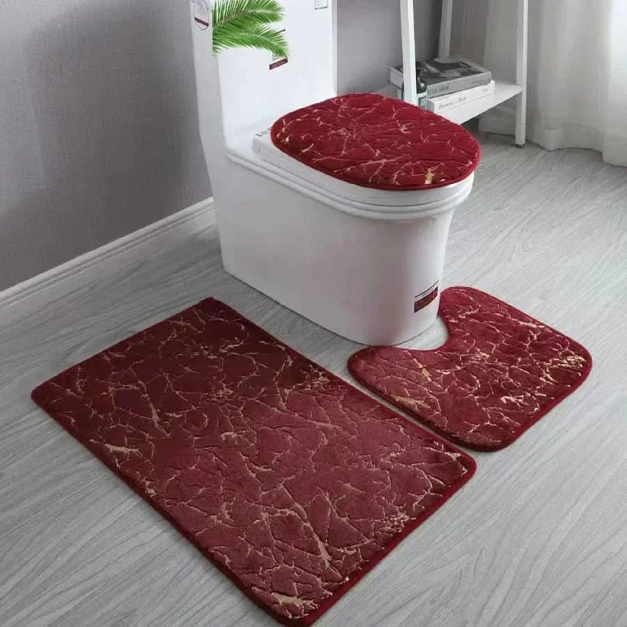 Skanto | Gull toalettseteomslag og baderomsmattesett med sklisikring