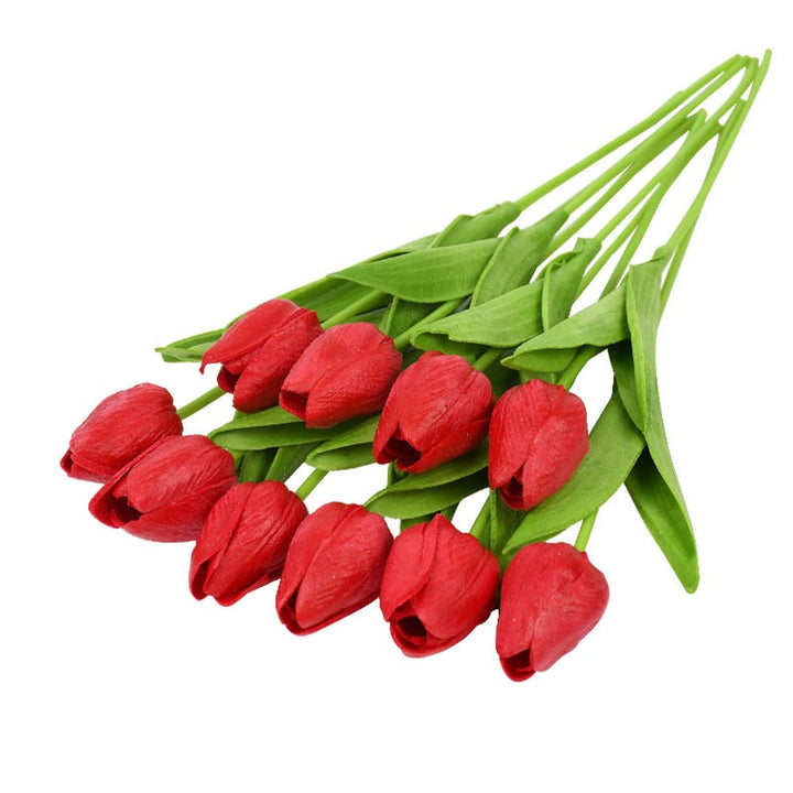 Skanto | Kunstig Blomsterbukett med Tulipaner, Dekorasjon (10 Stykker)