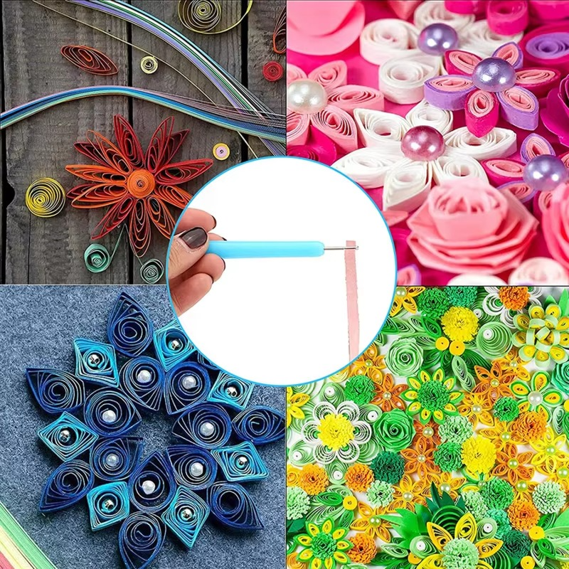 Skanto | Quilling Paper Tool Set with Spalter Pen, Tweezers, Needle Plates, and Craft Accessories – 7, 6, or 12 Piece Kit