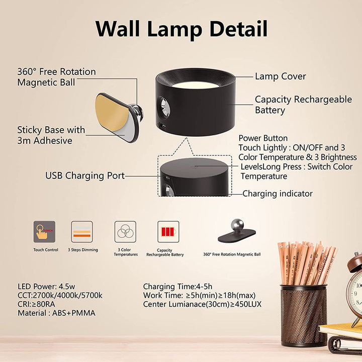 Skanto | Eco Glow Oppladbar Vegglampe