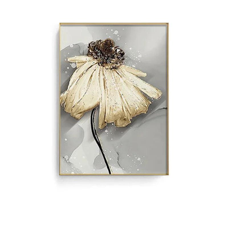 Moderne abstrakte florale veggkunst Fine Art lerrettrykk blå grå botaniske bilder for stue soverom veggkunst dekor | Skanto
