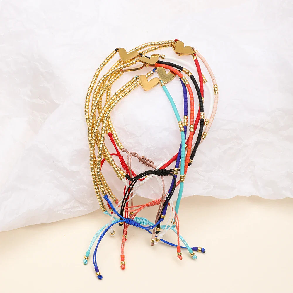 Skanto | Justerbar Delikat Perle Flatt Hjerte Armbånd