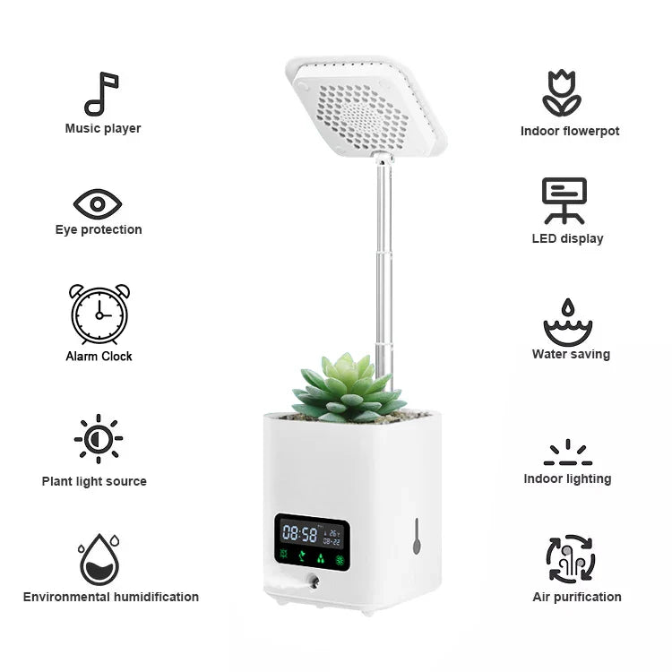 Skanto | Multifunksjonell smart hydroponisk plantepotte med kalender, diffuser og skrivebordslampe