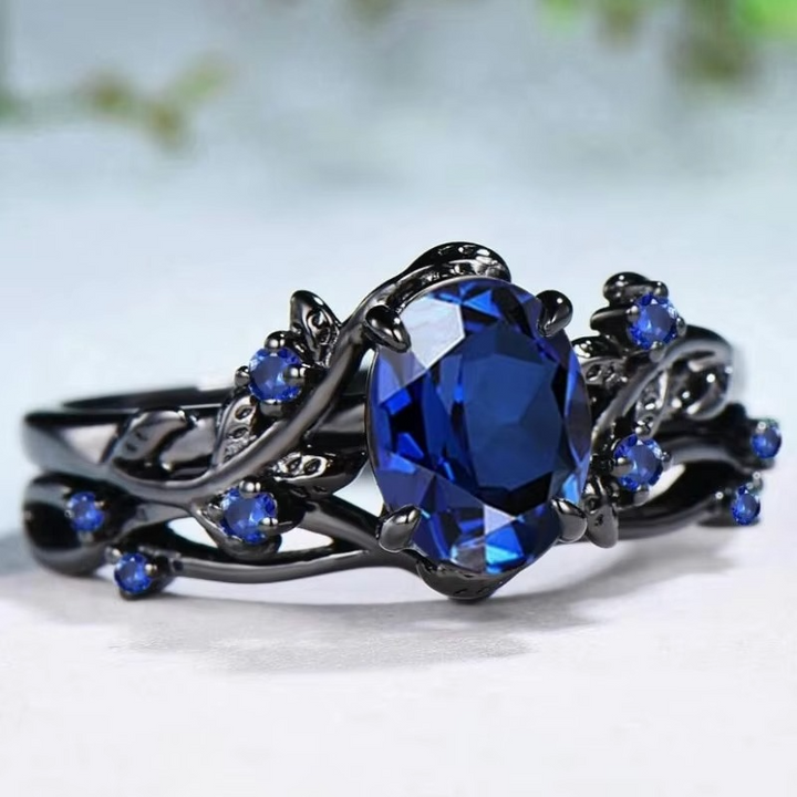 Skanto | Sapphire Leaf Branch Statement Ring for Women