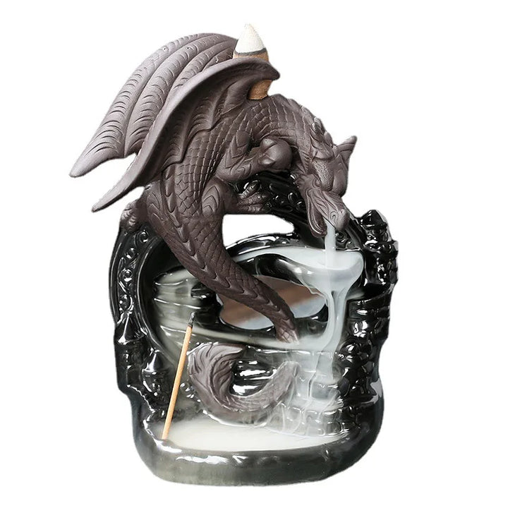 Skanto | Dracarys Keramisk Røkelsesholder | Backflow Design med Drage | Vintage Dekor | For Meditasjon & Aromaterapi