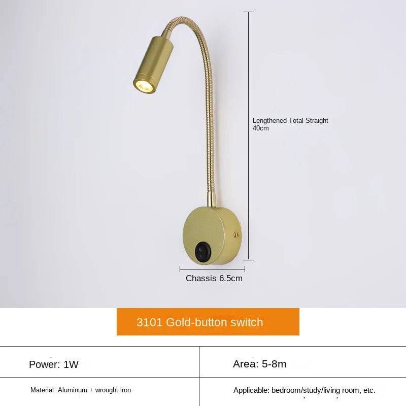 Skanto | Allsidig LED Vegglampe: Moderne, Fleksibel, Perfekt for Lesing i Sengen