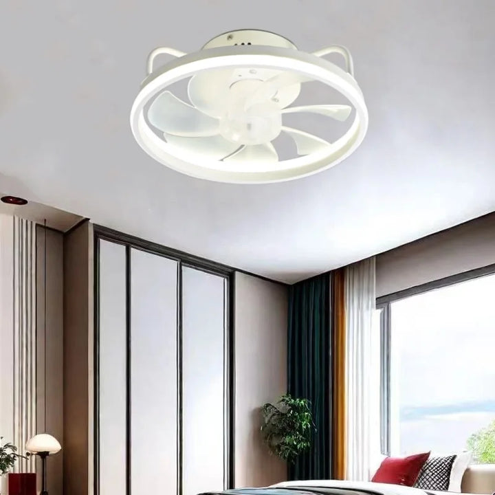 Moderne LED Taklampe Vifte med DC-motor - 6 Hastigheter, Timer, Lav Etasje Loftsvifte, Fjernkontroll Dekorativ Lys | Skanto