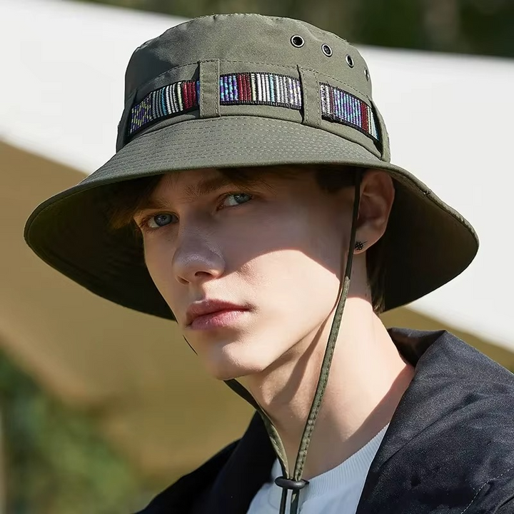 Skanto | Stripete Boho-stil Sommer Solhatt - Unisex Bred Skjerm Utendørs Caps