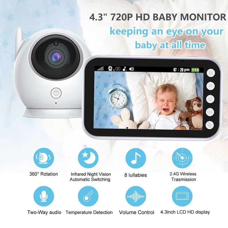 Babymonitor Overvåking Nattsyn Musikk Barnepikekamera