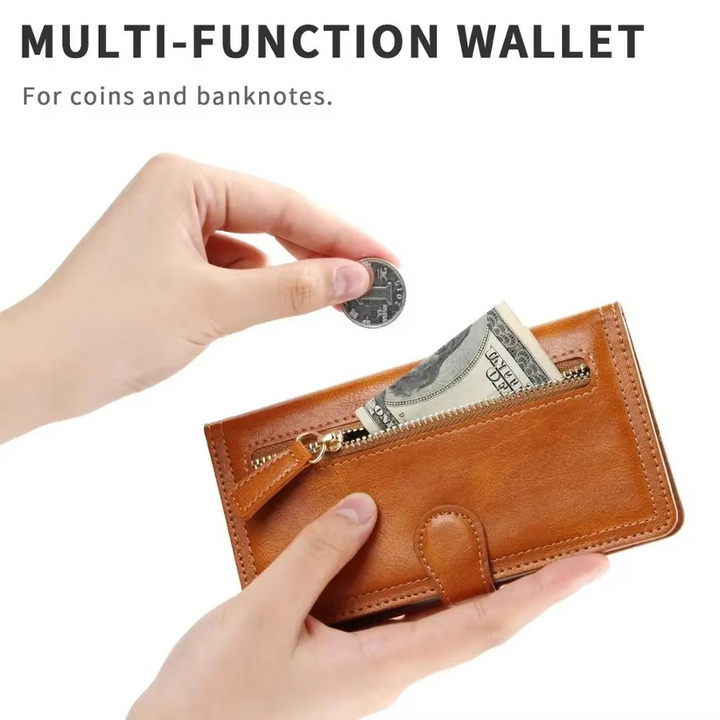 Premium-Leder-iPhone-Klapphülle med Ständer