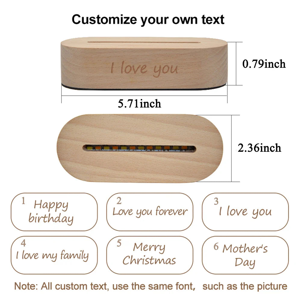 Skanto | Personlig 3D-foto-lampe: Individuell foto og tekst nattlys - Ideell for Valentinsdag, bryllup, jubileum, bursdagsgaver