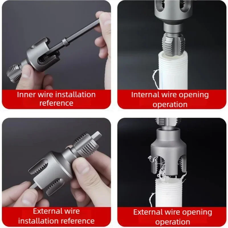 Pipe Thread Reamer & Edge Cutter Drill Attachment Tool | Skanto