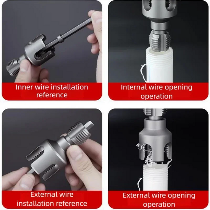 Pipe Thread Reamer & Edge Cutter Drill Attachment Tool | Skanto