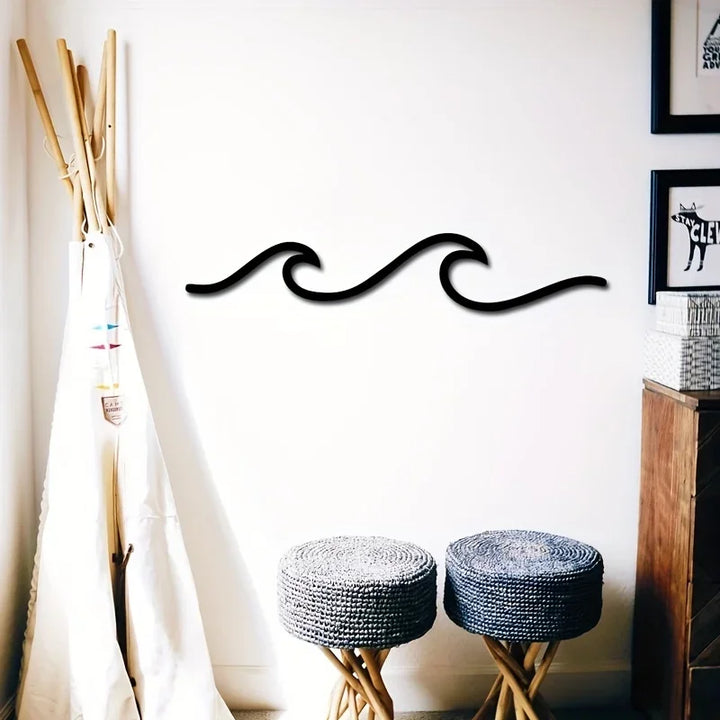 Minimalist Metall Havbølge Kunst 3d Veggdekorasjon For Stue Soverom Moderne Hjem Interiør Styling | Skanto