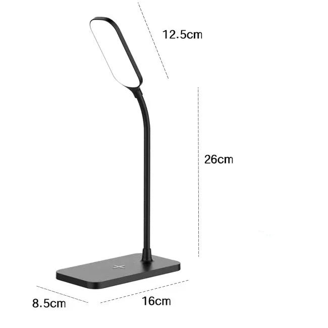 Skanto | Velura LightDock LED Skrivebordslampe | Med Trådløs Lader & USB Port | Berøringsdimming & Øyenvennlig | Moderne