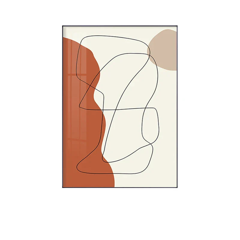 Moderne abstrakte jordnære toner geometrisk veggkunst fine kunst lerretstrykk bilder for stue spisestue moderne hjemmeinnredning | Skanto