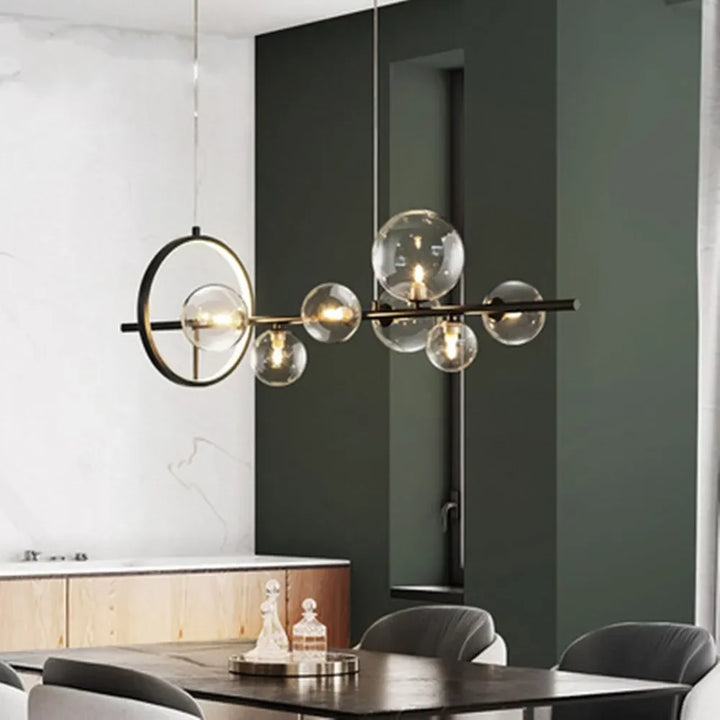 Skanto | Moderne kreativ metall krystallampe: 7/10 klare glassbobler, lang rund design med G9 lyskilde