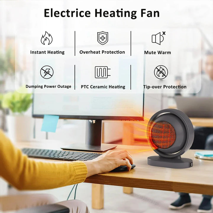 Skanto | HotAir Mini PTC Varmer | 380W | Overopphetingsbeskyttelse & Konstant Temperatur | Portabel med EU-plugg