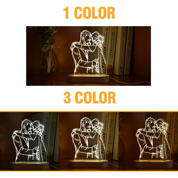 Skanto | Personlig 3D-foto-lampe: Individuell foto og tekst nattlys - Ideell for Valentinsdag, bryllup, jubileum, bursdagsgaver