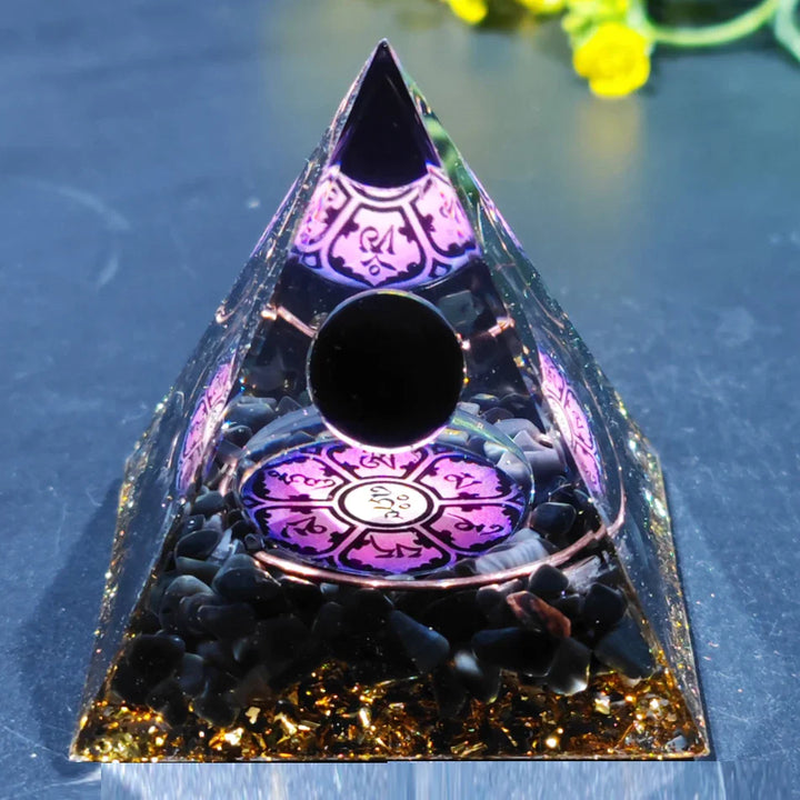 Skanto | Orgonitt-pyramide helbredelse krystaller energigenerator med ametyst pendel - Reiki chakra meditasjonsverktøy og romdekor