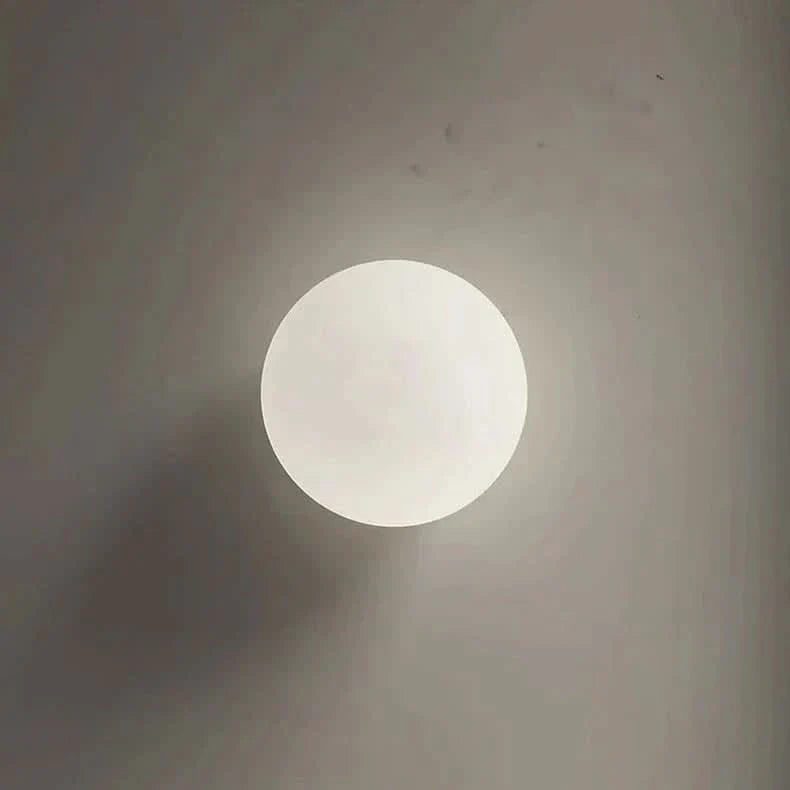 Skanto | Modern White Milk Glass Circular Wall Lamp