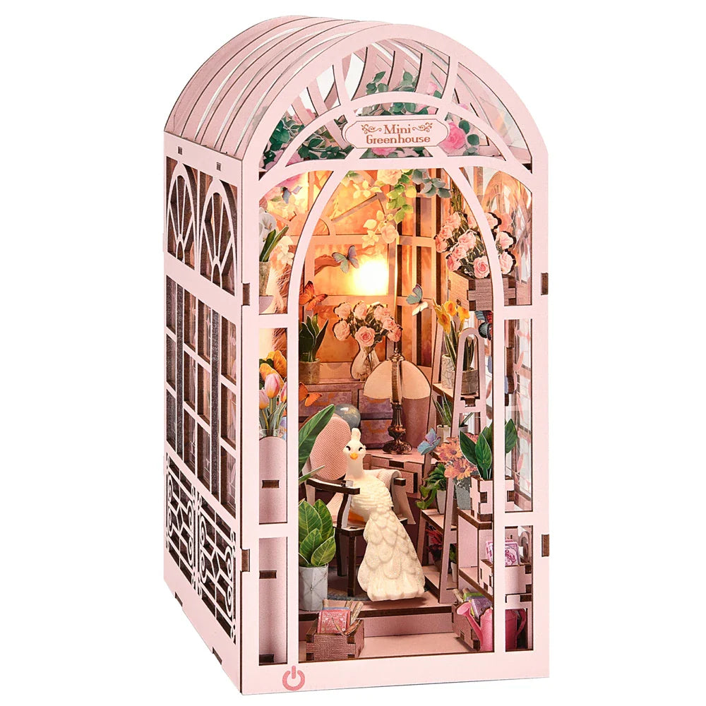 Skanto | SoleCaffè DIY Bokhylle | Miniatyr Kaffehus 3D Trebyggesett | Med LED-belysning | Kreativ Bokhylla Diorama & Gaveidé