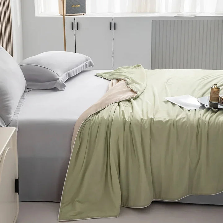 Air Condition Sommer Komforter — Ren Farge Is Silke Kjøleteppe, Lett & Glatt Twin/King Størrelse Quilt | Skanto