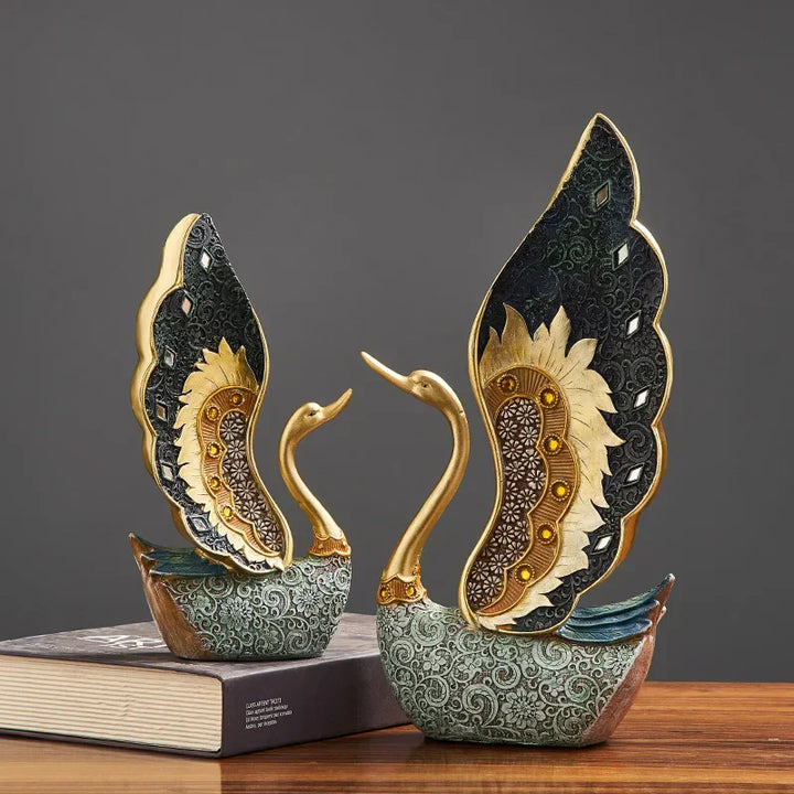 Skanto Soverom Kontor Skrivebord Tilbehør Bryllupsgave Figurine Svane Dekor Kunstneriske Figuriner Harpiks Ornamenter Dyr Statuer Dekor
