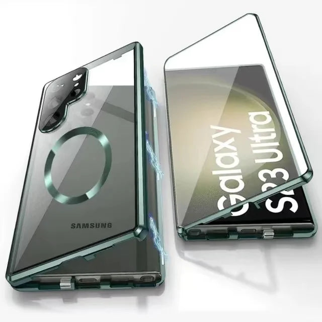 Skanto | Metall Aluminiumlegering 360-deksel med sikkerhetslukking for Samsung Galaxy S24-S23 Serie