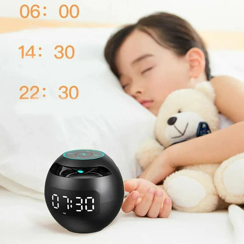 Skanto | Ball Høyttaler Vekkerklokke | Bluetooth 5.0 | LED Nattlys | 2200 mAh Batteri