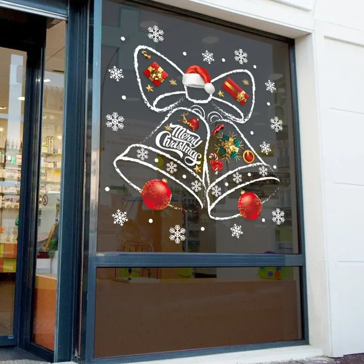 Skanto | WinterBel Julevindu klistremerker – Gjenbrukbar PVC vindusdekorasjon med festlig bjelle design