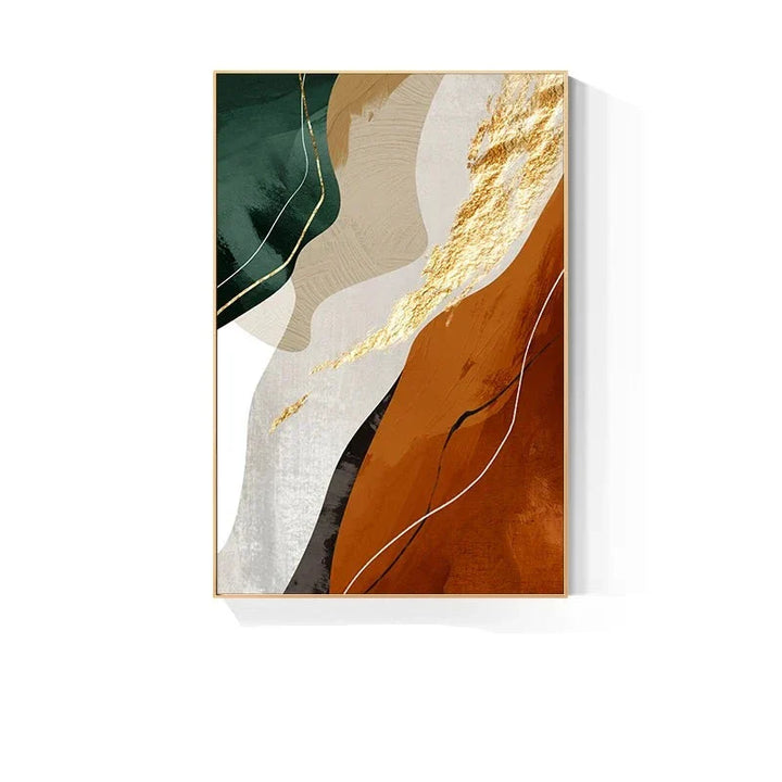 Jordfarger Nordisk Abstrakt Geomorfisk Veggkunst Fine Art Lerretstrykk Grønn Brun Beige Orange Bilder For Stue Spisestue Dekor | Skanto