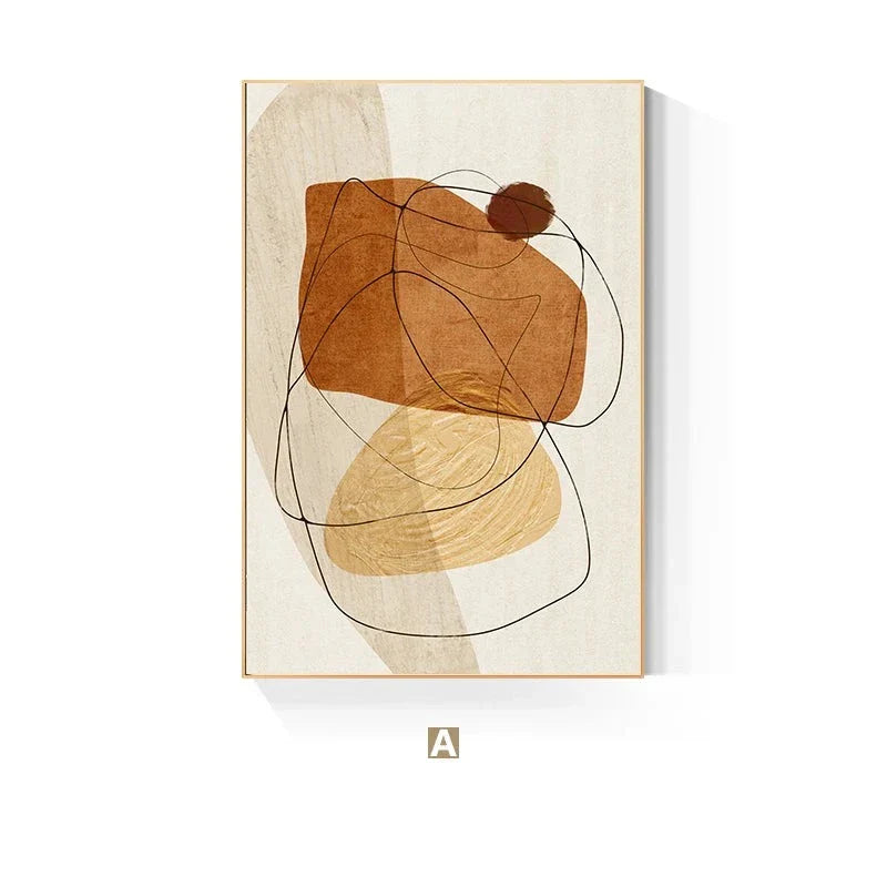 Skandinavisk Abstrakt Form Linje & Form Veggkunst Fine Art Lerretsutskrifter Nøytral Fargepalett Bilder For Moderne Stueinnredning | Skanto