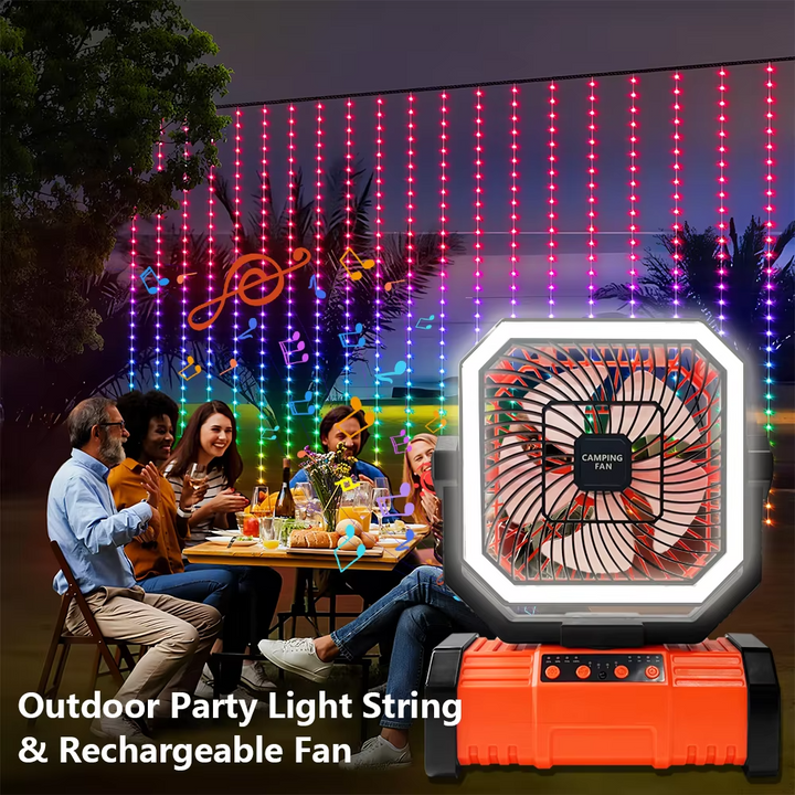 Skanto | Oppladbar campingvifte med 20000mAh batteri, 4 hastigheter og LED-lanterne