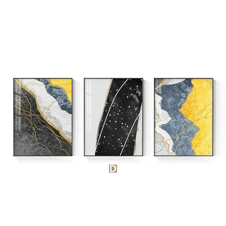 Moderne abstrakte gråtoner blå gul veggkunst fine kunst lerretsutskrifter bilder for moderne leilighet stuer lett luksus husinnredning | Skanto