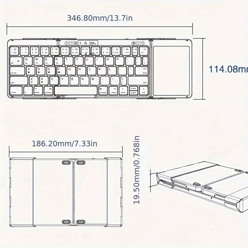 Skanto | Sammenleggbar RGB Trådløs Innebygd Touchpad Bakgrunnsbelyst Reisetastatur