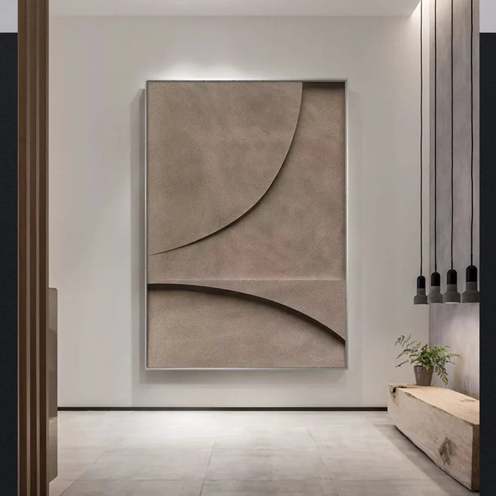 Moderne minimalistiske flate geometriske linjer veggkunst fine kunst lerret utskrifter retro brun abstrakt bilder for stue moderne interiør dekor | Skanto