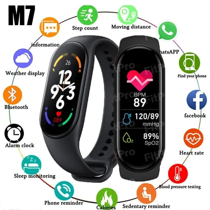 Skanto | M7 Smartklokke Menn Kvinner Smartband Puls Smartklokke Fitness Tracker Blodtrykk Sport Smartarmbånd for xiaomi iPhone