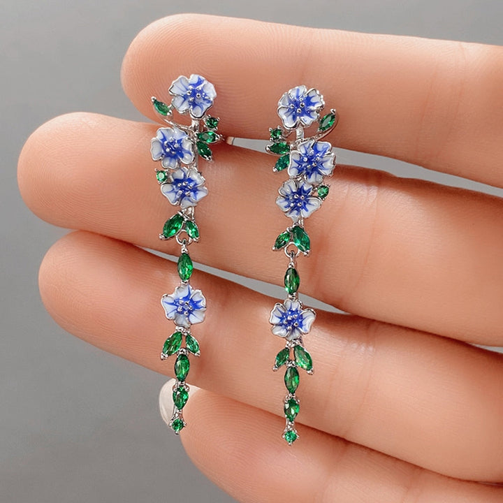 Skanto | Vintage Blå Blomst Klokkestarter Øredobber