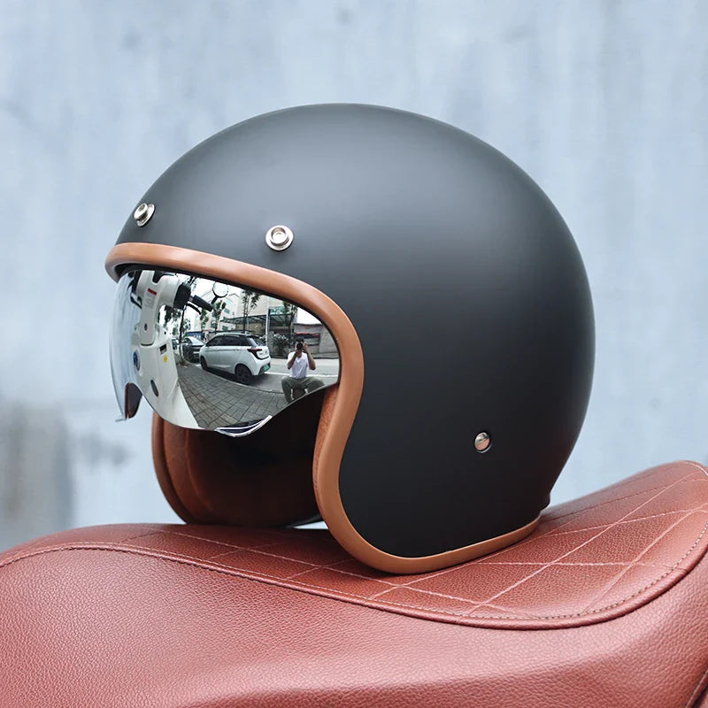 Frendorf | Retro Motorsykkel Hjelm 3/4 Åpen Ansikt – Valor