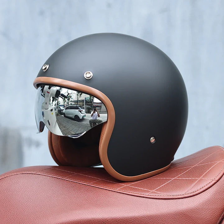 Frendorf | Retro Motorsykkel Hjelm 3/4 Åpen Ansikt – Valor