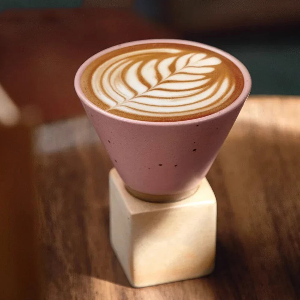 Skanto | Japansk kaffekopp med fat, 1 stk, retro keramisk tekopp, krus, latte, espresso, pull0, blomster cappuccino, ny keramikkopp, 100 ml/3,5 oz