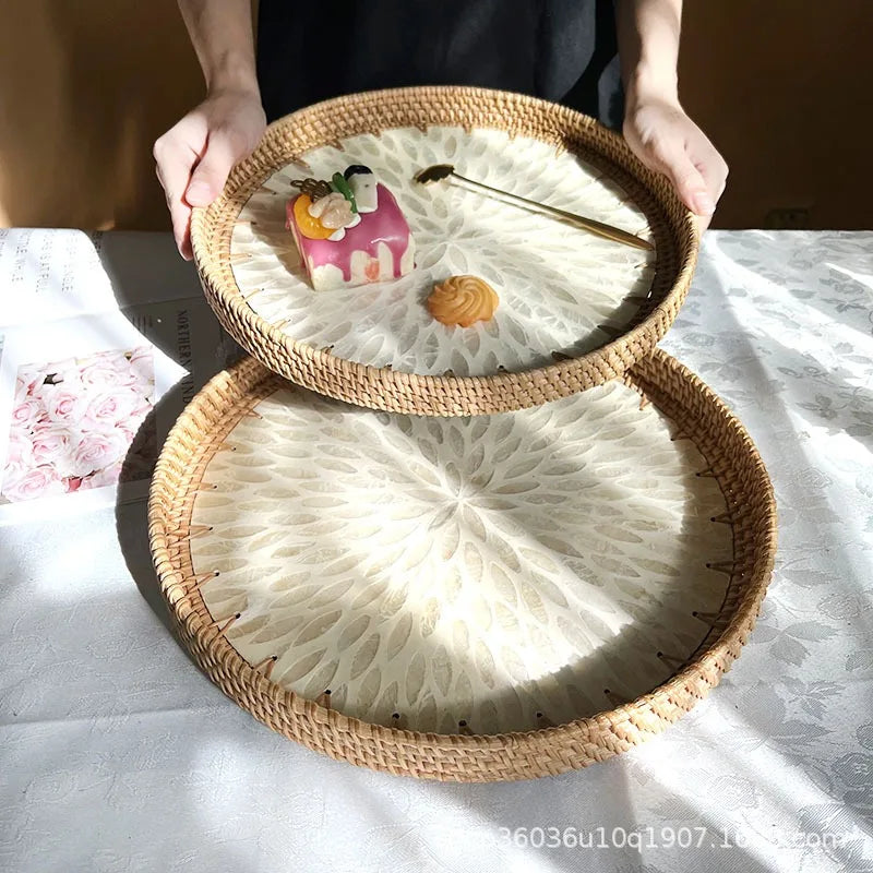 Skanto | Lotus Leaf Rattan & Shell Fruktbolle Brett