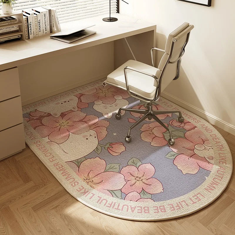 Skanto | Sara Rund Kontorstolmatte – Beige Stripet Skli-fri Teppebeskytter