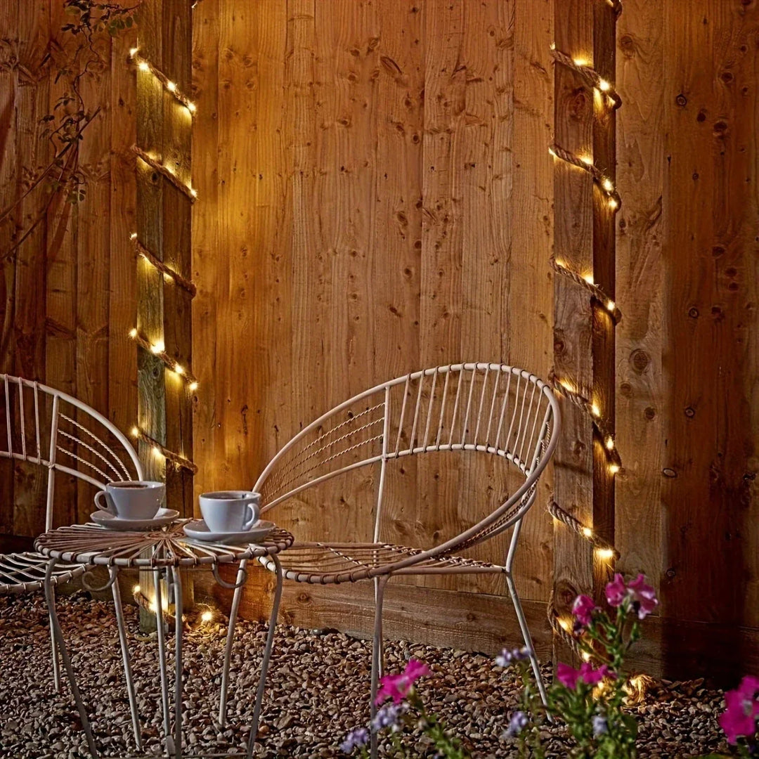 Skanto | Hamp tau solcelledrevet lampe | Holdbar dekorbelysning for hage og terrasse