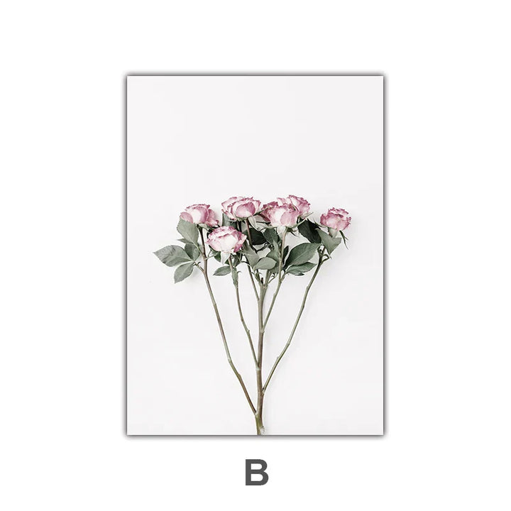 Minimalist Rosa Blomster Botanisk Veggkunst Fine Art Lerretsutskrifter Plakater Elegante Bilder For Nordisk Stue Spiserom Soverom Kunst Dekor | Skanto